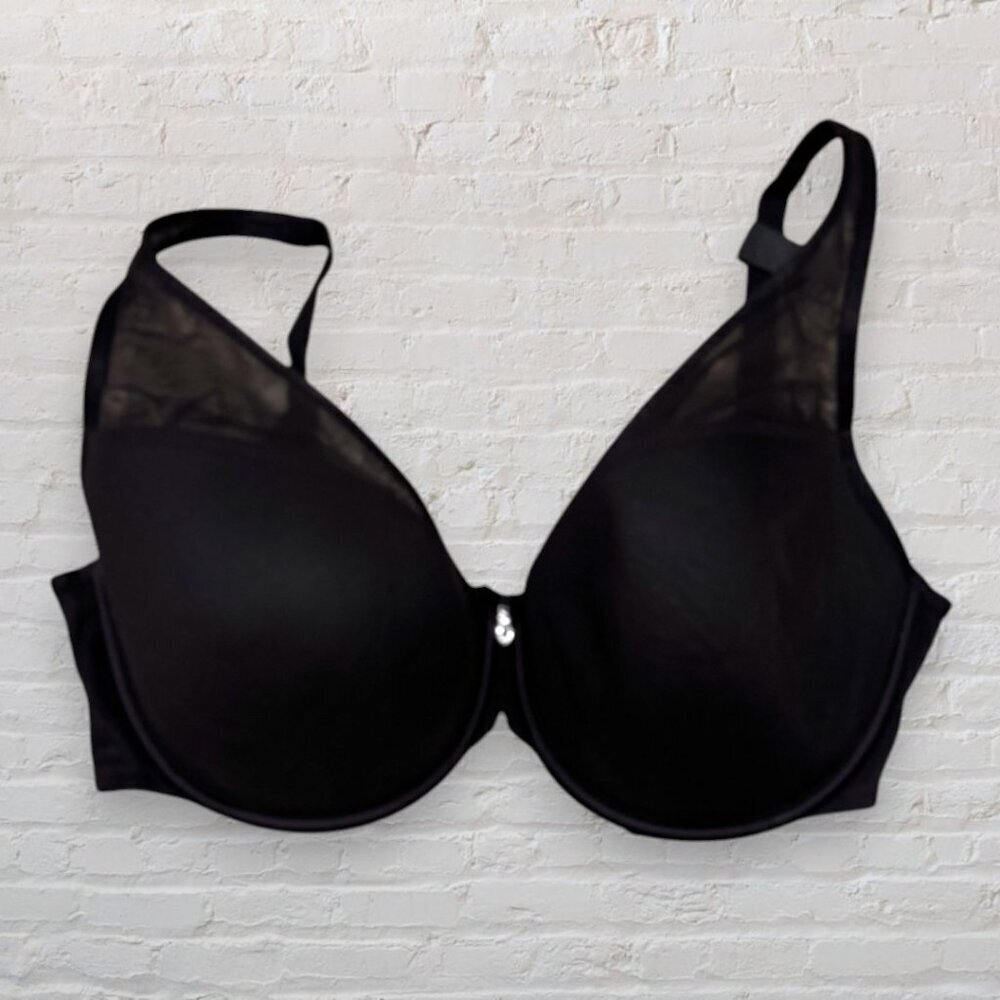 CURVY COUTURE Sheer Mesh T-Shirt Bra 1310 Deep Plunge Full Coverage Plus 34H